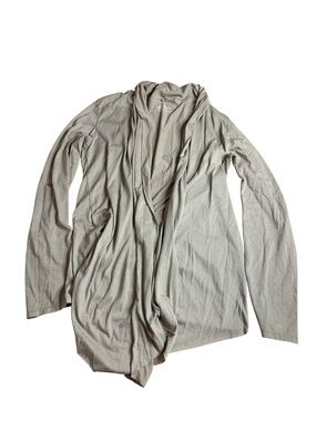 DKR & Co Couture Taupe Drape Front Cardigan | Size Large | Lightweight Rayon